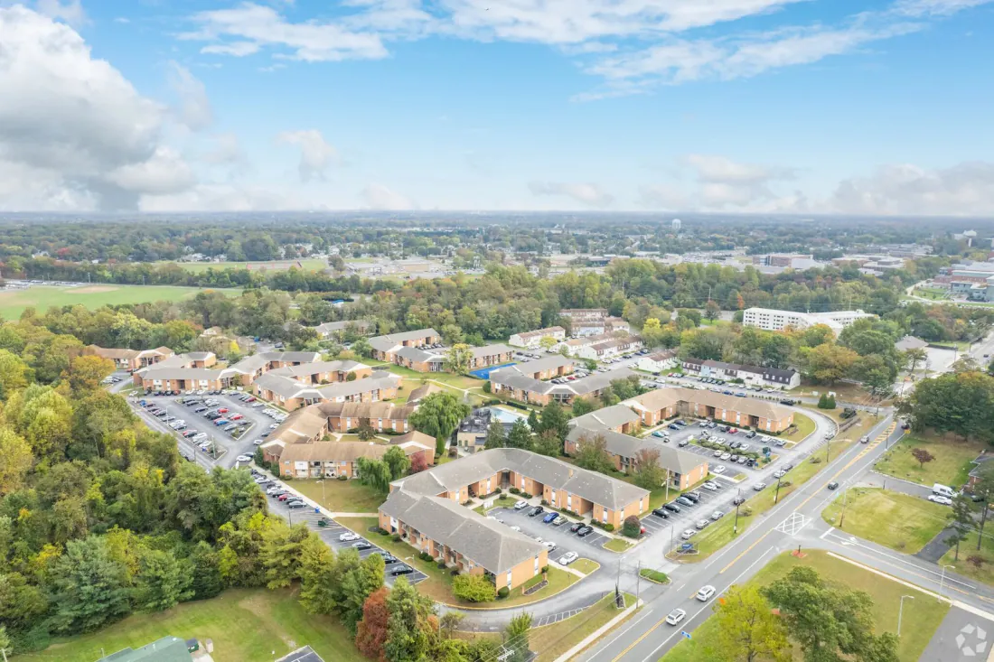 Aerial of a South Jersey garden-apartment community managed by TerraVestra.